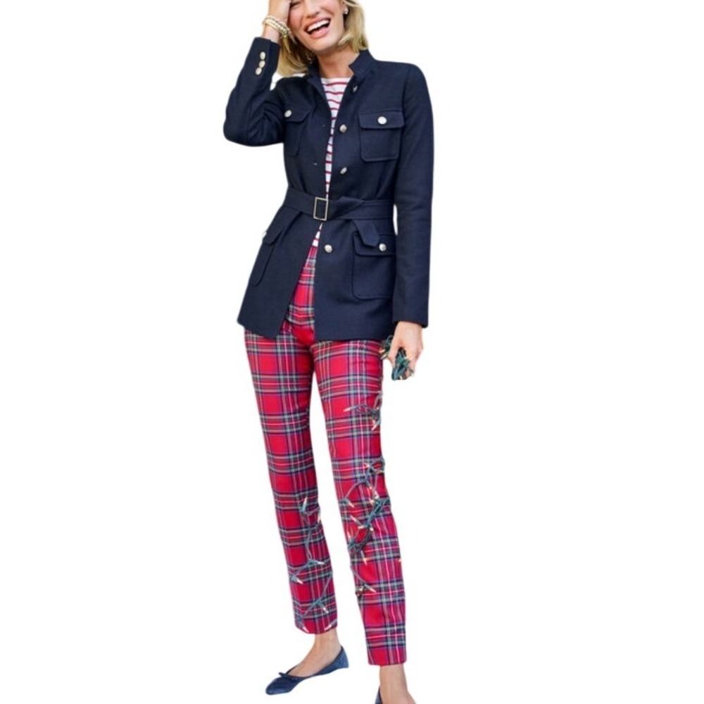 Talbots Red Tartan Plaid Straight Leg Ankle Pants Holiday Size 4